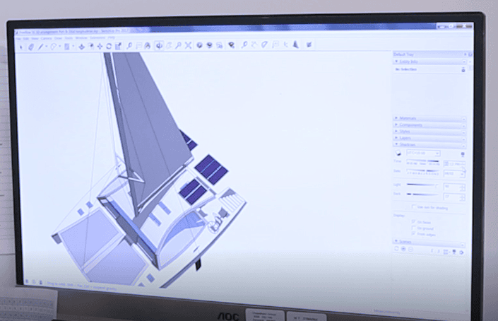 CAD modelling for solar panels on marine vessel looking at shading