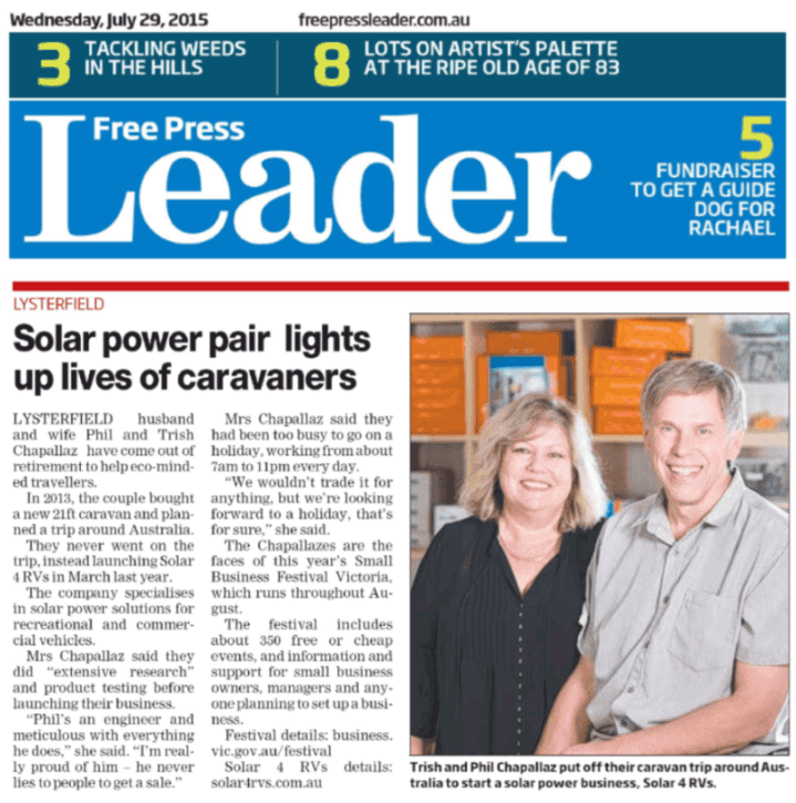 Free Press Leader features Solar 4 RVs