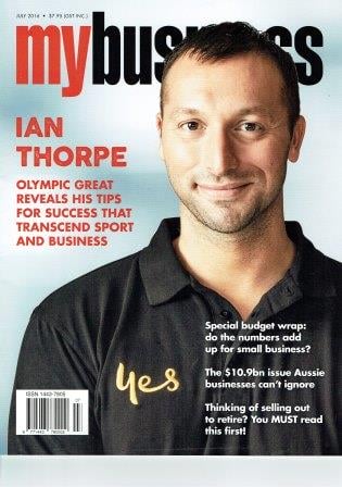 Front cover of MyBusiness magazine with Ian Thorpe