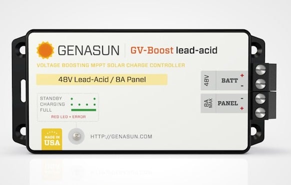 Actual Genasun front view of a boost solar charge controller