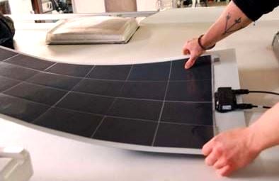 Gioco lightweight Italian solar panel being installed on motorhome