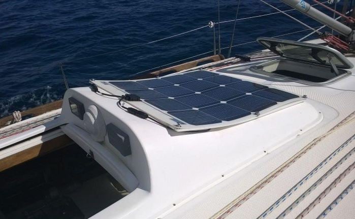 Gioco lightweight Italian solar panels on yacht