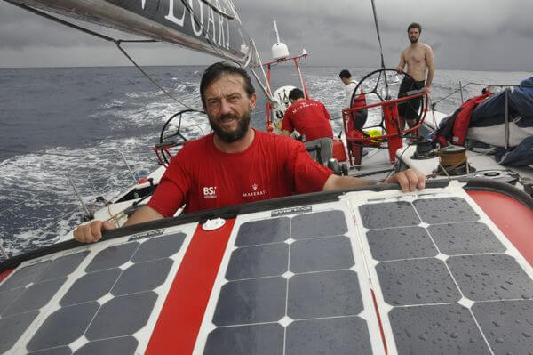 Yacht racing veteran Giovanni Soldini tests Solbian solar panels
