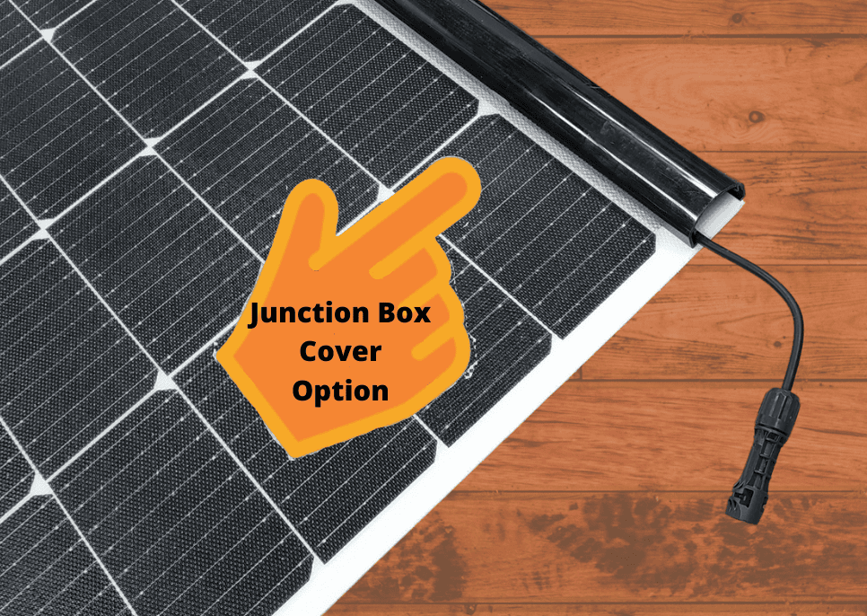 430W solar panel pointing out the optional junction box cover