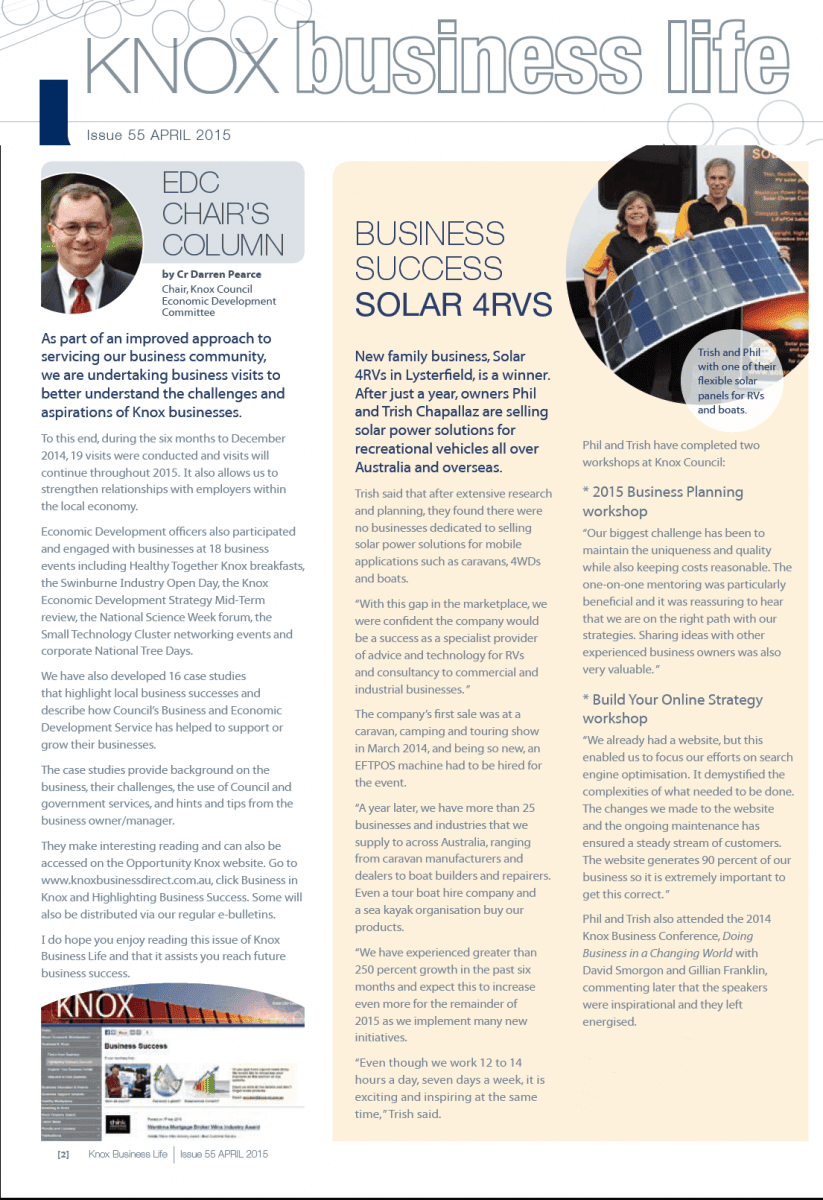 Knox Business Life features Solar 4 RVs