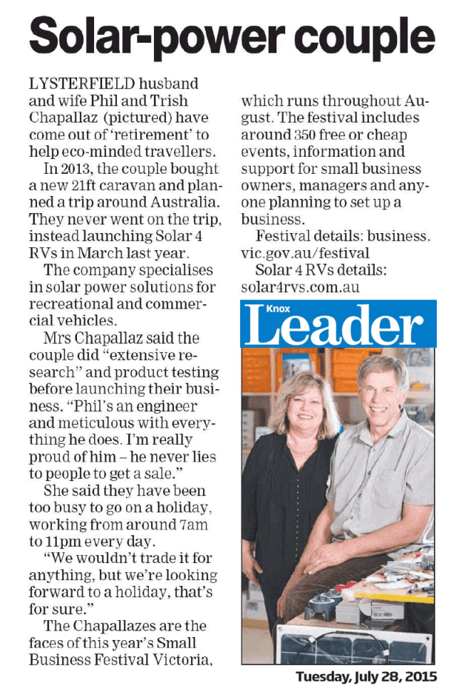 Knox Leader article re solar power winning business