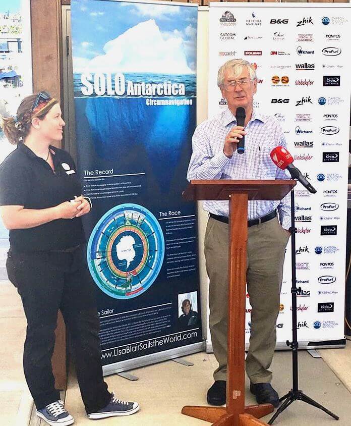 Dick Smith launches Lisa Blair's sail around Antarctica