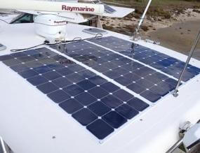 Flexible solar panels installed on boat
