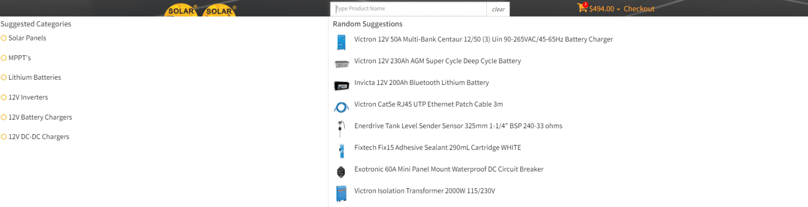 Solar 4 RVs New Search Bar