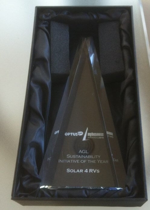 Winning trophy 2015 Optus MyBusiness Awards