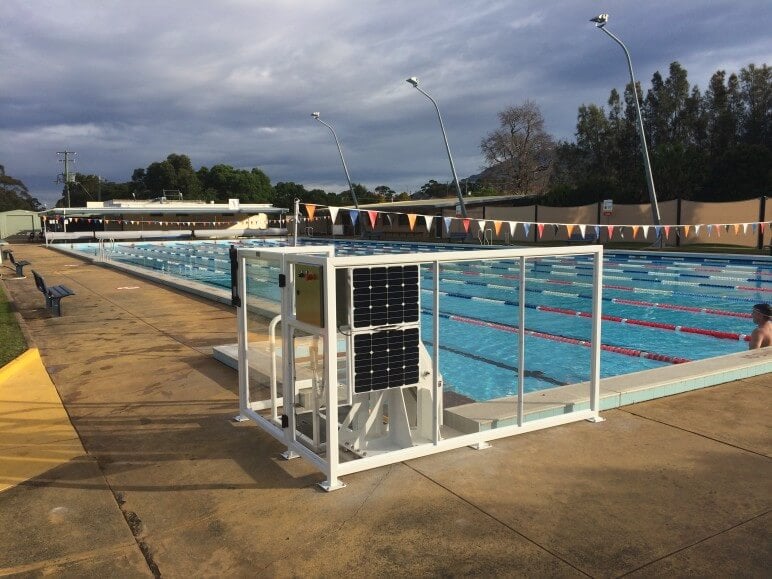 Corrimal pool has CMA designed hydraulic access lift with solar