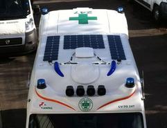 Solbian lightweight flexible solar panels on ambulance
