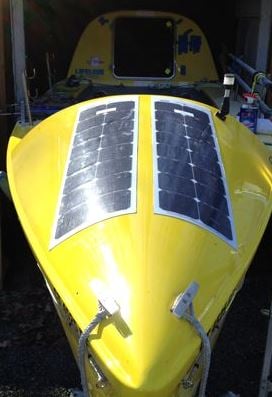 Solbian flexible panels on a kayak