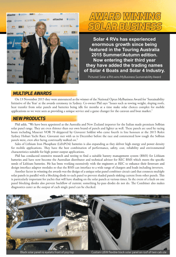 Touring Australia 2016 winter Spring edition solar article part 1