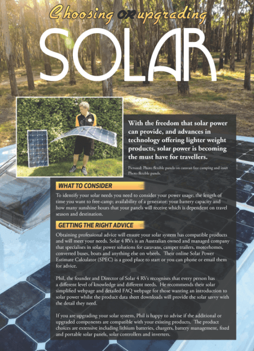 Touring Australia Magazine article choosing solar part 1