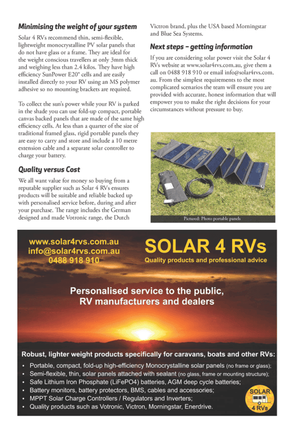 Touring Australia Magazine article choosing solar part 2