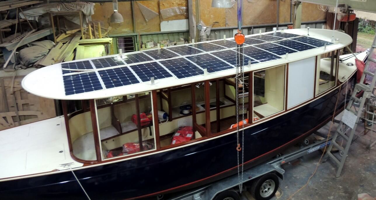 Tourist ferries with flexible solar panels installed