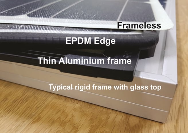 Comparison of eArche lightweight solar panels to conventional solar panels