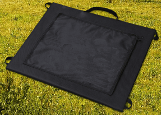 loops on lightweight portable solar panel for hanging in sun