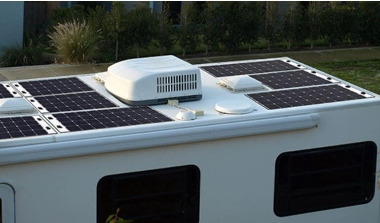 eArc lightweight thin solar panels with 5yr warranty on motorhome