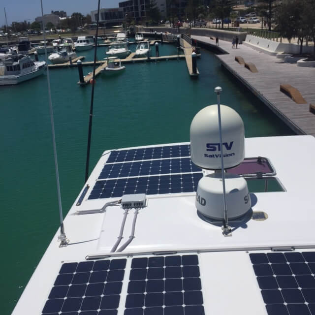 Flexible solar panels on boat