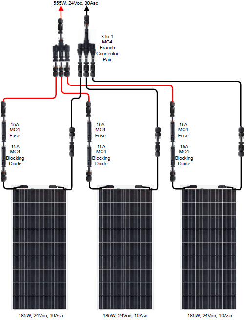 Solar Panel Wiring 3 In 1 Branch Connectors Built-in Pv Fuse