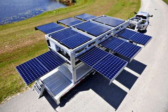 Mobile pop-up generator covered in solar