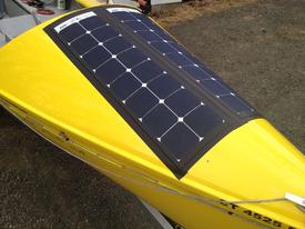 Solbian lightweight flexible solar panels on kayak