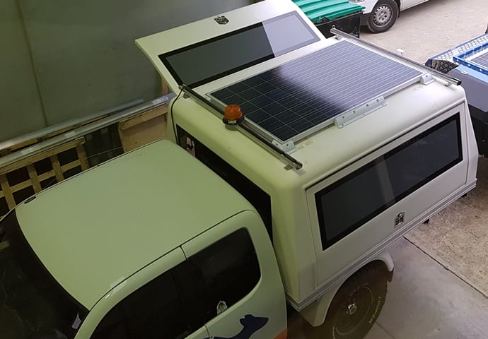 Tool cab with solar panel