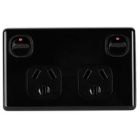 Power Point Double Pole 10Amp GPO Outlet- Black