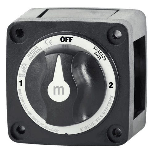 Blue Sea Mini m-Series Selector Battery Switch - Black - 3 Position OFF/1/2