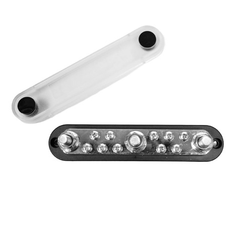 Exotronic 300A Black 3x M10 Stud & 10x Screw Busbar with Cover