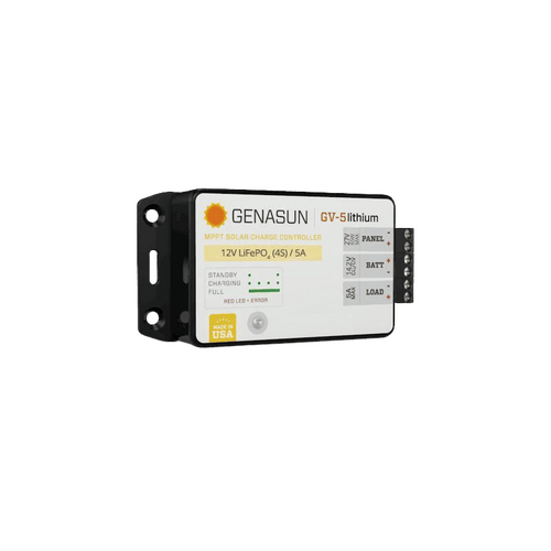 Genasun 5A MPPT 12V (14.2V Lithium) w/ Load Output & Low Voltage Disconnect Solar Charge Controller