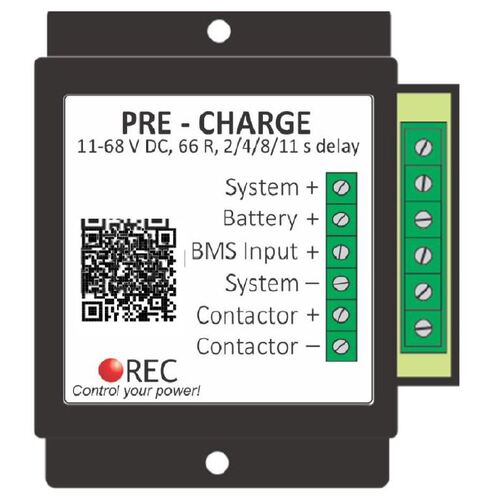 REC Pre-charge Resistor and Relay 11-68V 2-11 Seconds settable delay+REC-PCR11-68V_PROG+pre-charge resistor relay