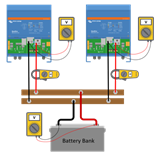 Electrical wiring of systems with batteries, inverters and chargers