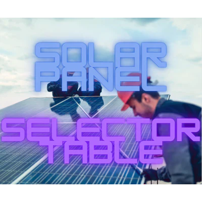 Solar Panels Selector Sortable Table