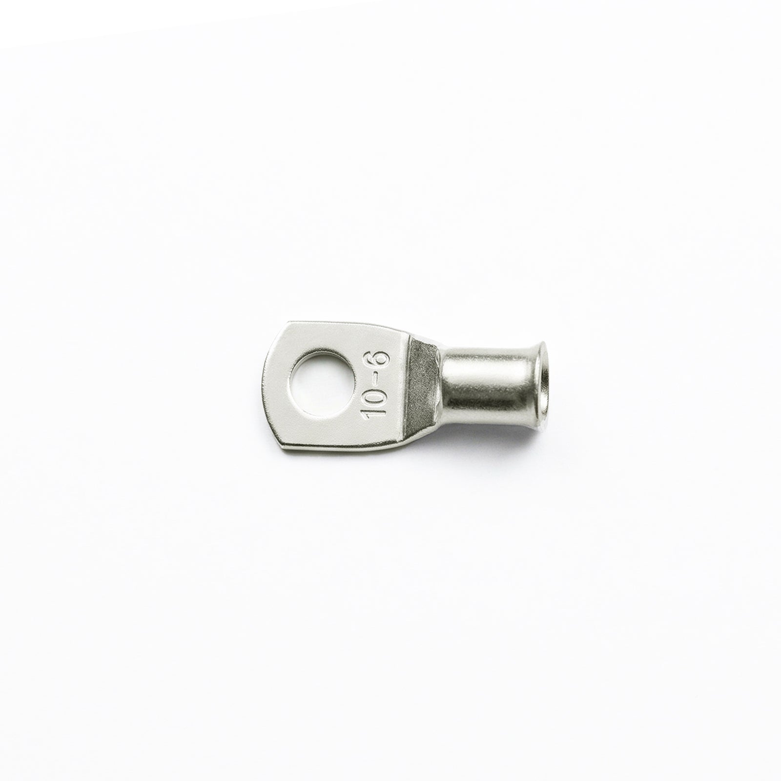 Single 10mm² tinned copper lug with bellmouth entry and M6 stud hole
