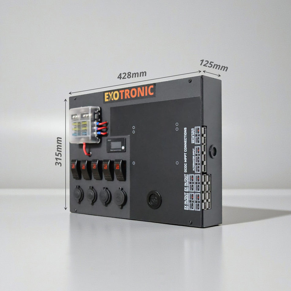 Control hub dimensions measuring 428mm wide, 315mm high and 125mm deep