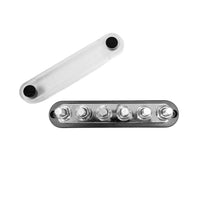 Exotronic 150A busbar with six M6 studs and detached clear protective cover
