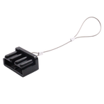 Black plastic dust cover with steel retention lanyard for 175A Anderson plugs