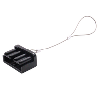 Black plastic dust cover with steel retention lanyard for 175A Anderson plugs