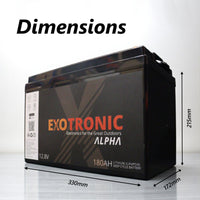 Exotronic 12V 180Ah Alpha IP67 Smart Bluetooth Lithium Battery