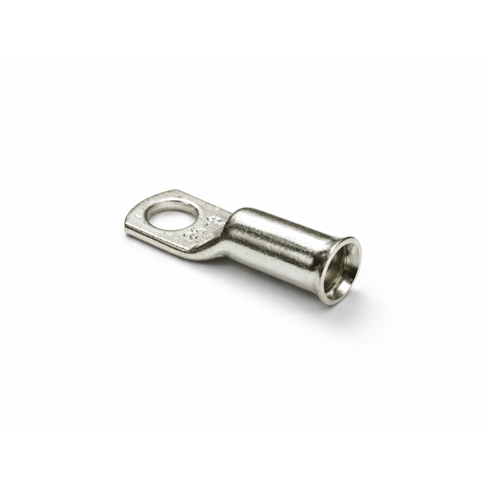 Close-up detail of the bellmouth flared entry on a 25mm² tinned copper lug