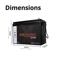 Exotronic 12V 300Ah Alpha IP67 Smart Bluetooth Lithium Battery