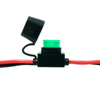 Integrated inline fuse holder showing a green 30A ATO fuse