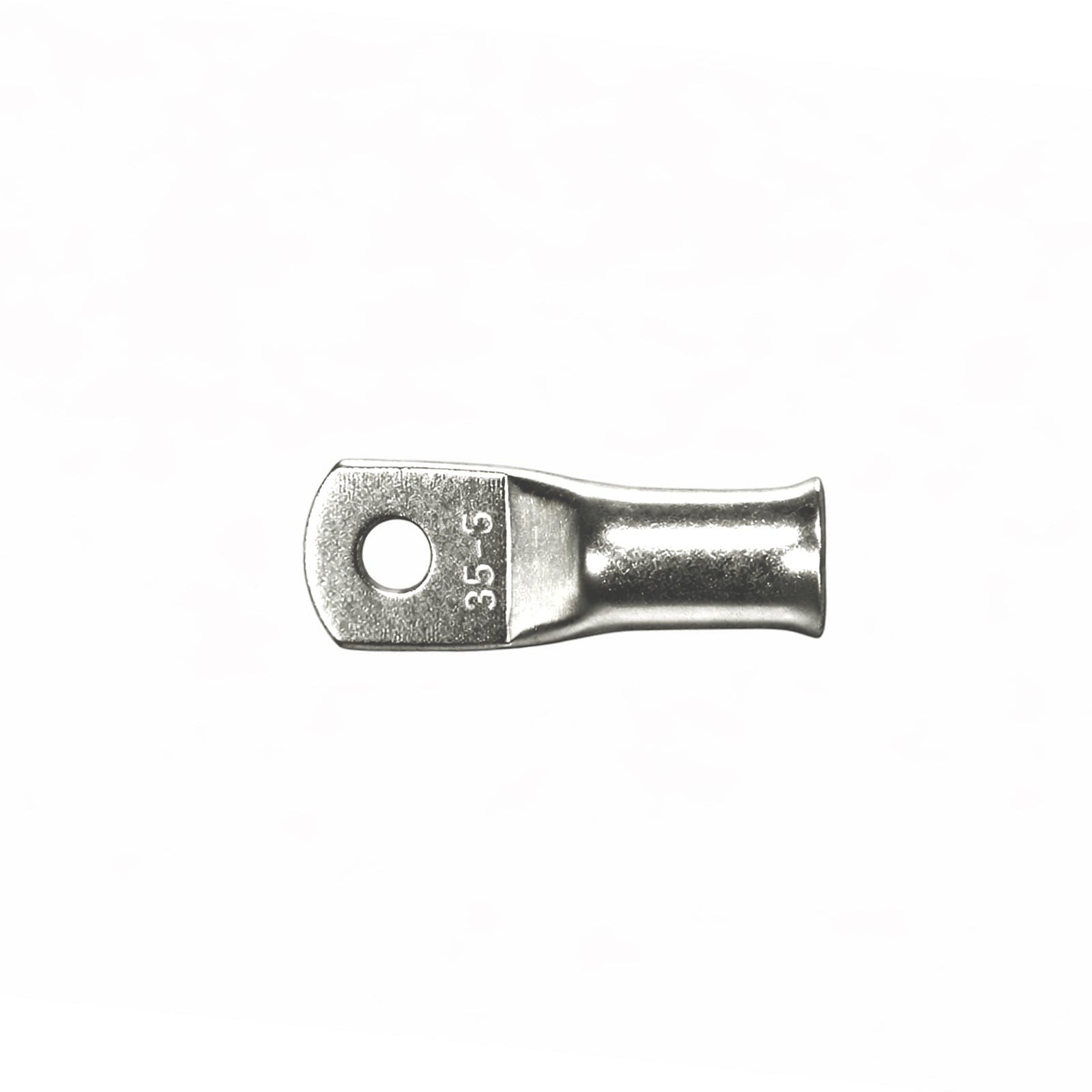 Top view of 35mm2 M6 copper lug showing dimensions and markings