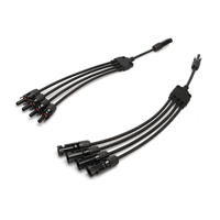 Pair of 4-to-1 solar branch connectors with central joiners and black cabling
