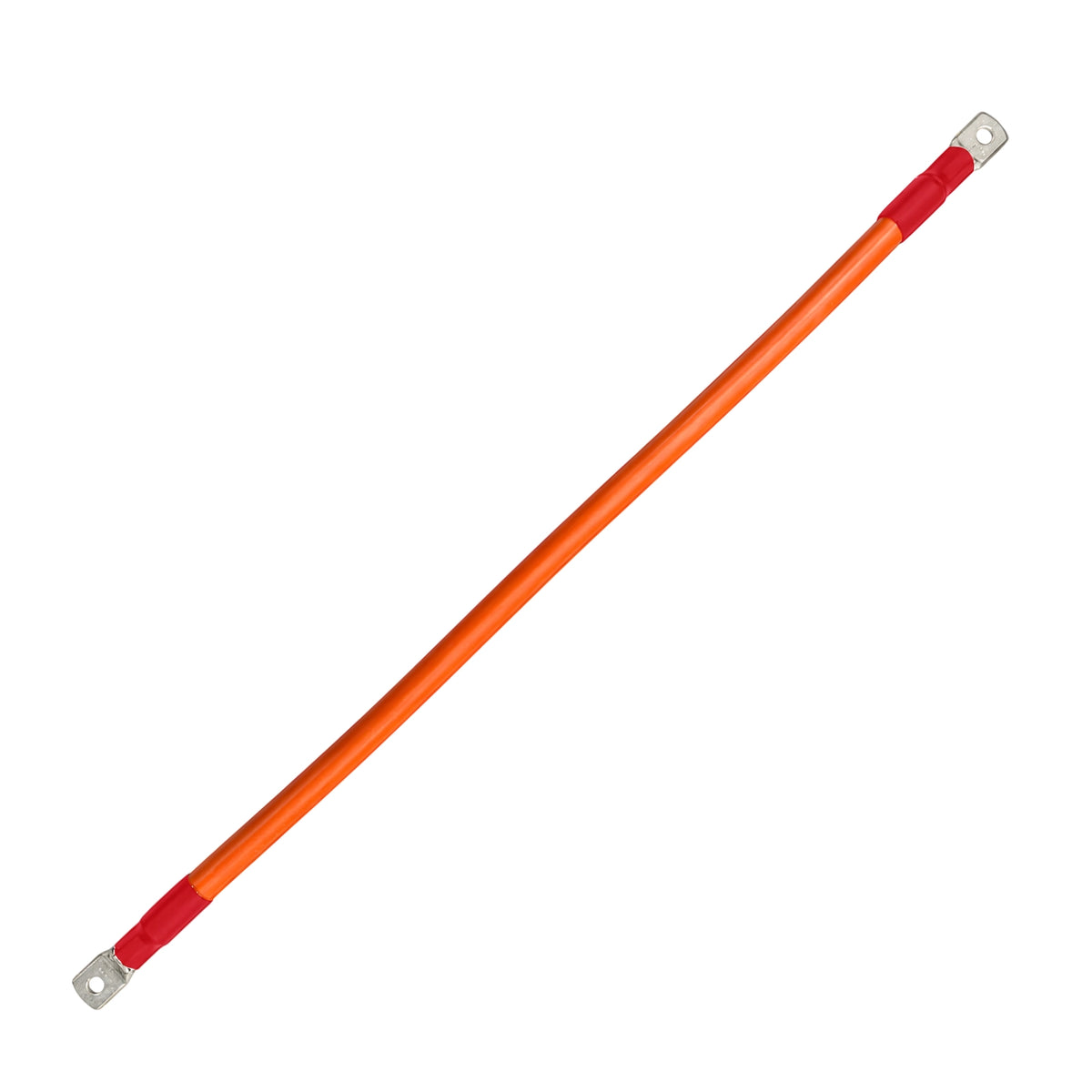 600mm orange battery cable with red heat shrink and M8 tinned copper lugs