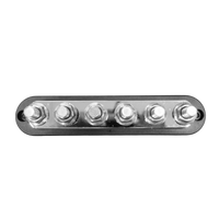 Top-down view of black 6-stud busbar showing tin-plated copper hardware