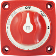 Blue Sea 300A Red Mini m-Series 3 Position (OFF/1/2) Battery Selector Switch